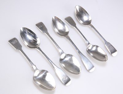 Lot 1119 - A GROUP OF SIX EARLY 19TH CENTURY SILVER DESSERT SPOONS