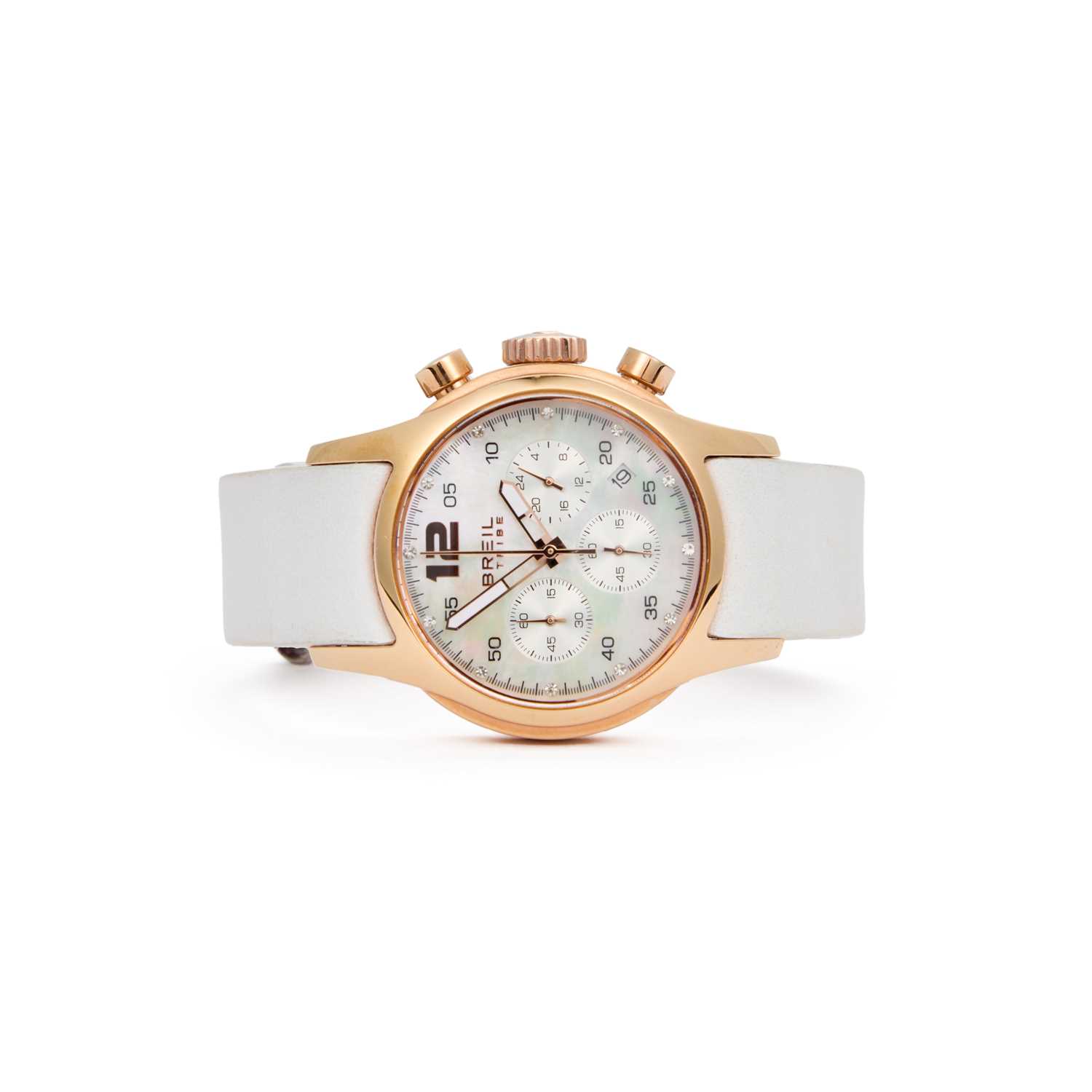 Lot 325 - A ROSE GOLD PLATED BREIL STRAP WATCH