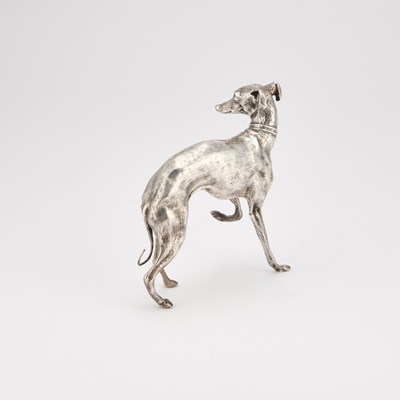 Lot 204 - A CONTINENTAL SILVER MODEL OF A GREYHOUND