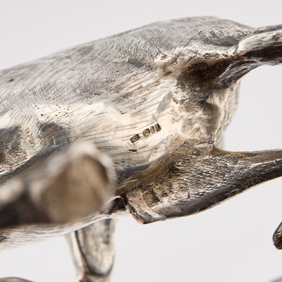 Lot 204 - A CONTINENTAL SILVER MODEL OF A GREYHOUND