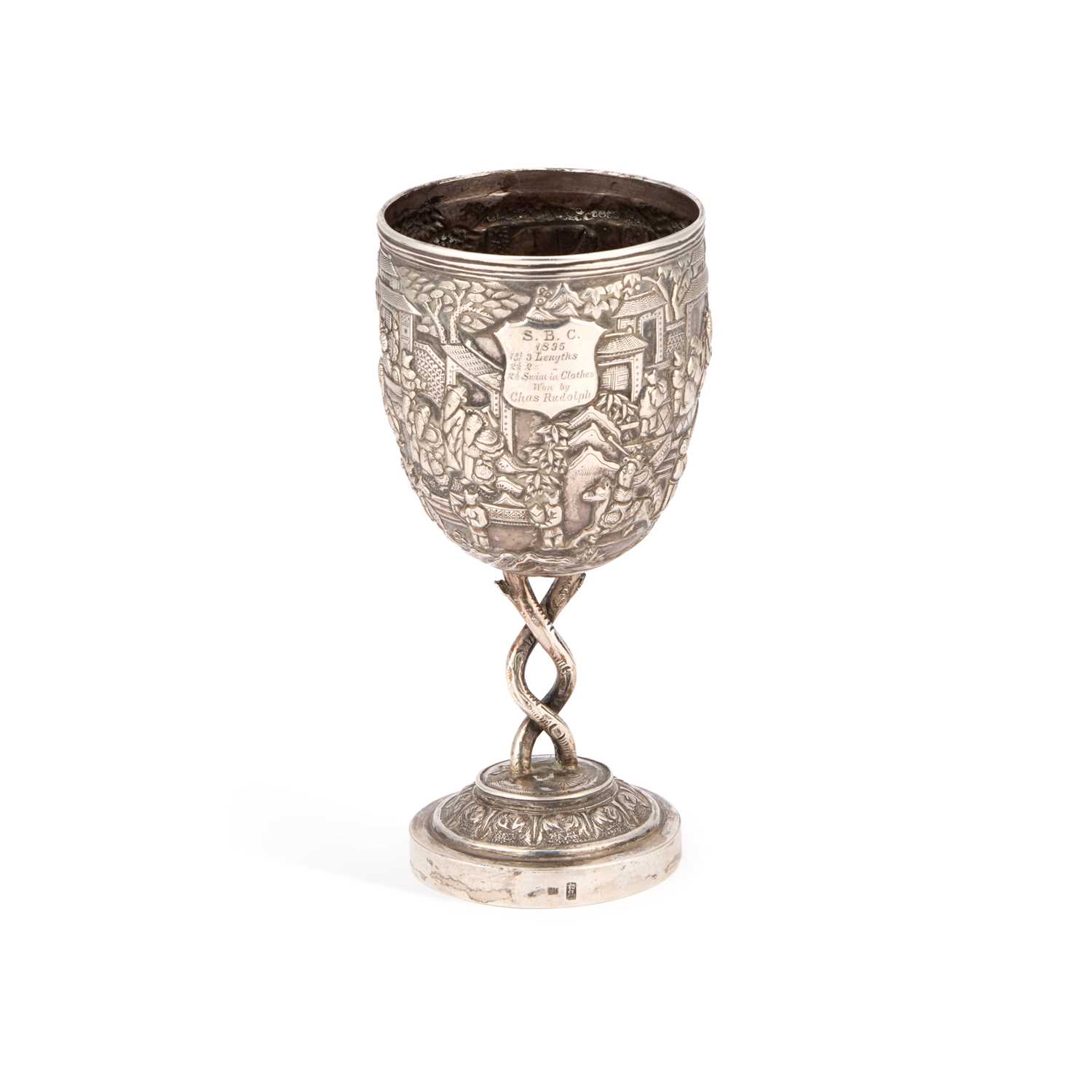Lot 209 - A 19TH CENTURY CHINESE SILVER GOBLET