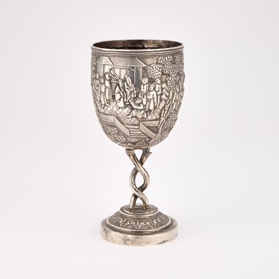 Lot 209 - A 19TH CENTURY CHINESE SILVER GOBLET