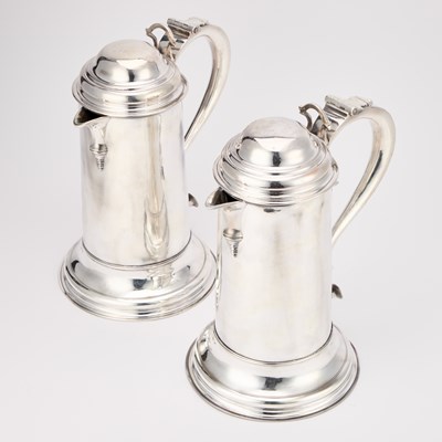 Lot 265 - A LARGE PAIR OF GEORGE II SILVER FLAGONS