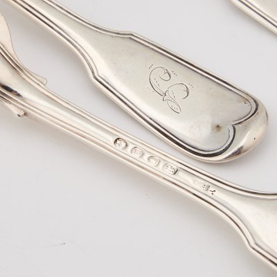 Lot 233 - A SET OF SIX VICTORIAN SILVER TABLE FORKS