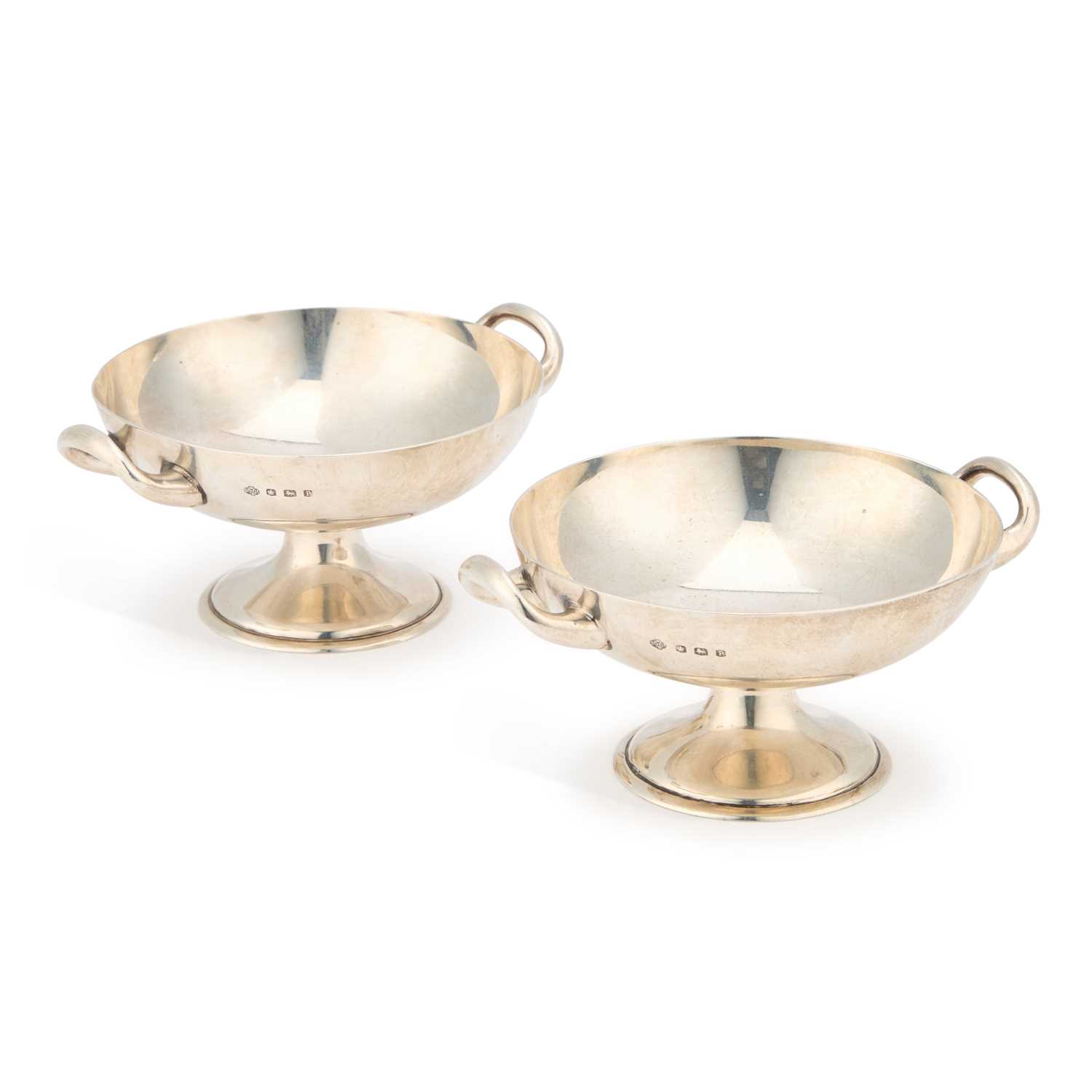 Lot 113 - A PAIR OF GEORGE V SILVER TWO-HANDLED DISHES