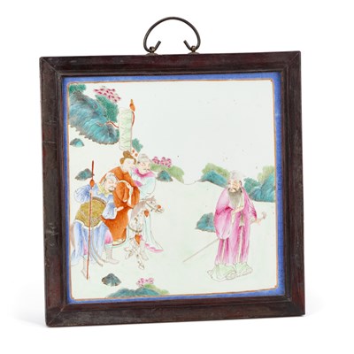 Lot 44 - A CHINESE FAMILLE ROSE PORCELAIN PLAQUE