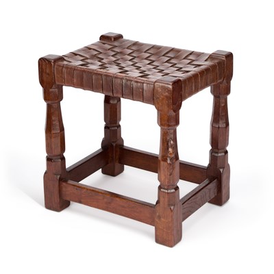Lot 804 - ROBERT THOMPSON OF KILBURN, AN EARLY MOUSEMAN OAK STOOL
