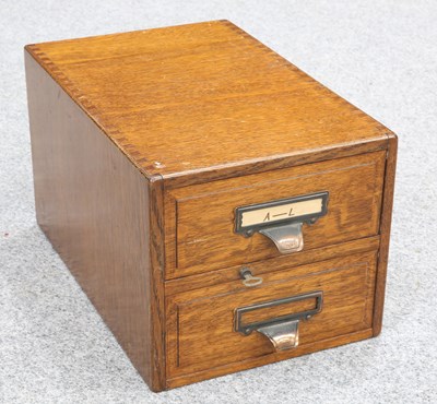 Lot 58 - A SHANNON TABLE-TOP OAK FILING BOX, EARLY 20TH CENTURY