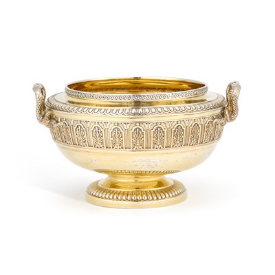 Lot A FINE GEORGE III SILVER-GILT TWO-HANDLED SUGAR BASIN