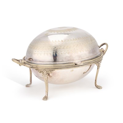 Lot 185 - A VICTORIAN SILVER-PLATED BREAKFAST WARMING DISH