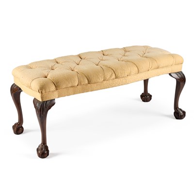 Lot 776 - A LARGE CHIPPENDALE STYLE MAHOGANY COUNTRY HOUSE STOOL