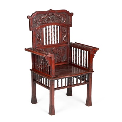 Lot 675 - A CHINESE CARVED 'DRAGON' CHAIR