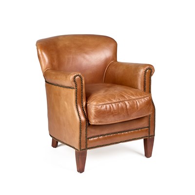 Lot 683 - A CONTEMPORARY BROWN LEATHER TUB CHAIR