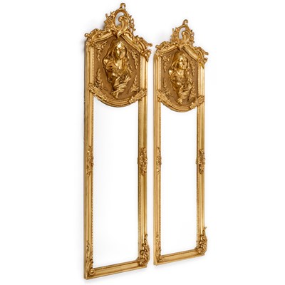 Lot 704 - A PAIR OF ART NOUVEAU STYLE GILT WALL MIRRORS