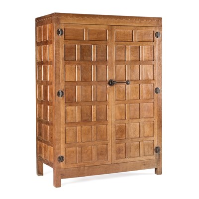 Lot 801 - ROBERT THOMPSON OF KILBURN, A MOUSEMAN OAK WARDROBE