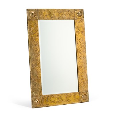 Lot 788 - AN ARTS AND CRAFTS BRASS MIRROR