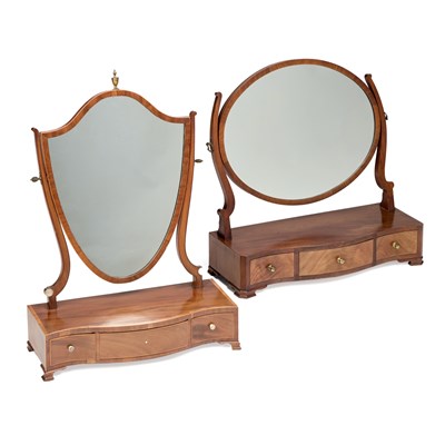 Lot 545 - TWO GEORGIAN STYLE MAHOGANY TOILET MIRRORS