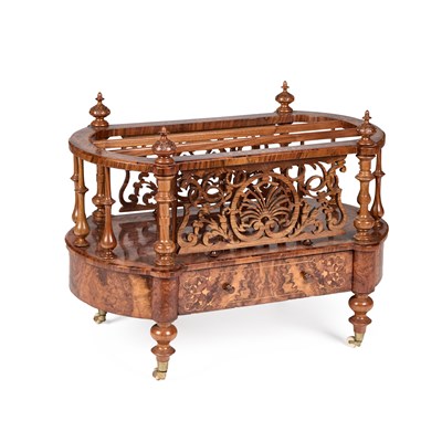 Lot 773 - A LARGE VICTORIAN INLAID BURR WALNUT CANTERBURY