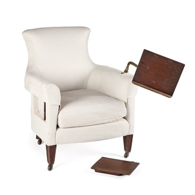 Lot 667 - AN EARLY VICTORIAN MAHOGANY AND UPHOLSTERED READING CHAIR
