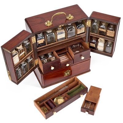 Lot 794 - A 19TH CENTURY MAHOGANY APOTHECARY CABINET