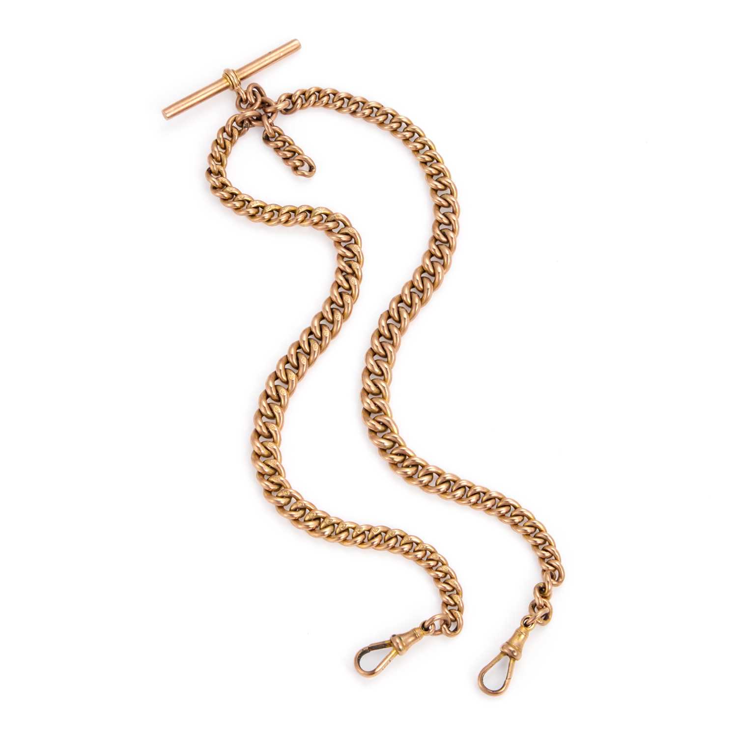 Lot 592 - A GRADUATED CURB LINK ALBERT CHAIN WITH