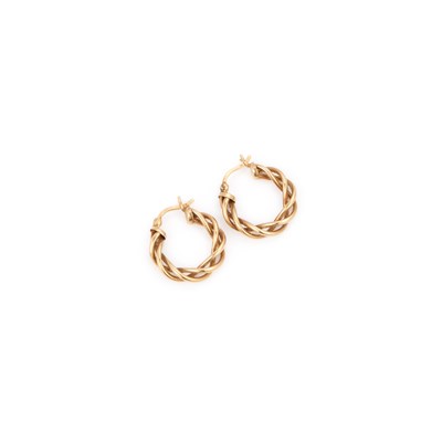 Lot 324 - A PAIR OF TWISTED HOOP EARRINGS