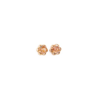 Lot 301 - A PAIR OF MOSS AGATE STUD EARRINGS