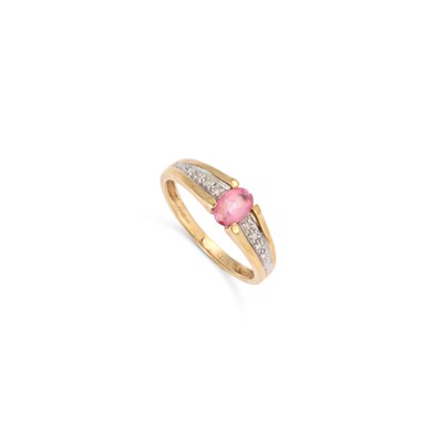 Lot 339 - A 9 CARAT GOLD PINK SAPPHIRE AND DIAMOND RING