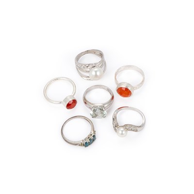 Lot 266 - A GROUP OF SIX VARIOUS GEM-SET RINGS