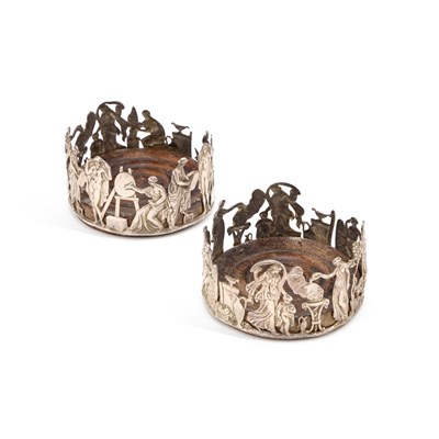 Lot 434 - A PAIR OF VICTORIAN SILVER COASTERS