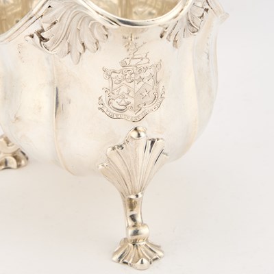 Lot A LARGE PAIR OF EARLY VICTORIAN SILVER SAUCEBOATS