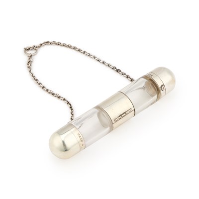 Lot 400 - A VICTORIAN SILVER-MOUNTED GLASS COMBINATION DOUBLE-ENDED SCENT BOTTLE AND SNUFF BOX