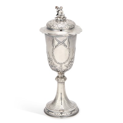 Lot 232 - A LARGE DANISH SILVER CUP AND COVER