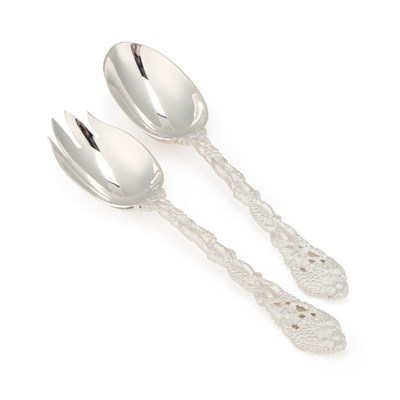 Lot 318 - A GOOD PAIR OF ELIZABETH II SILVER SALAD SERVERS