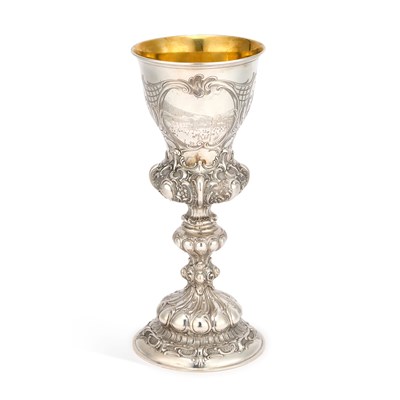 Lot 230 - A LARGE 19TH CENTURY GERMAN SILVER GOBLET