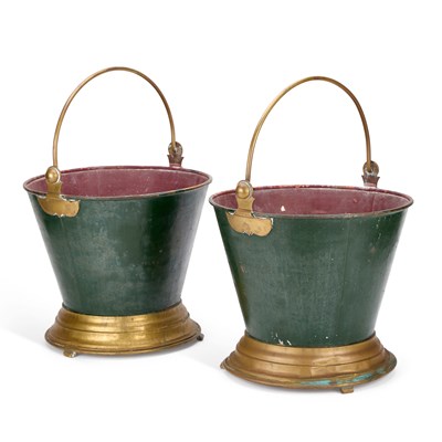 Lot 165 - A PAIR OF 19TH CENTURY COUNTRY HOUSE BRASS ICE BUCKETS