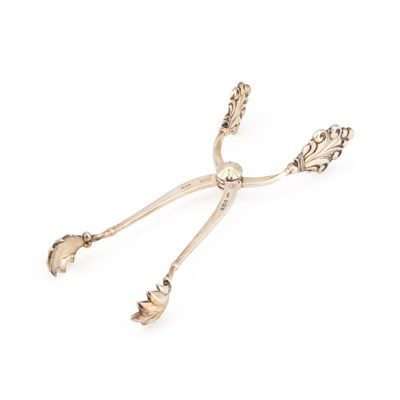 Lot 154 - GEORG JENSEN, A PAIR OF DANISH STERLING SILVER 'ACANTHUS' PATTERN ICE TONGS