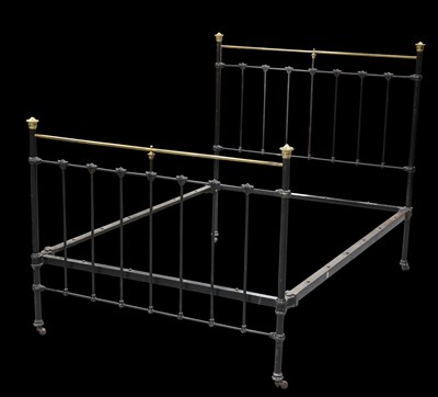 Lot 323 - A VICTORIAN BRASS AND CAST IRON BED