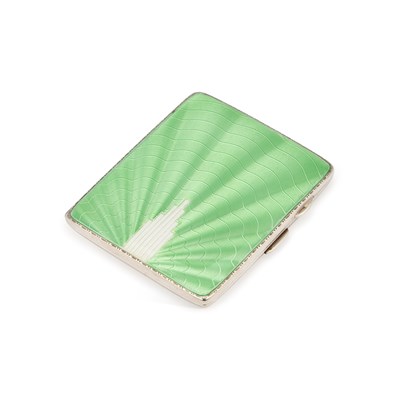 Lot 347 - AN ART DECO SILVER AND ENAMEL CIGARETTE CASE