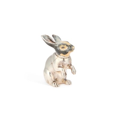 Lot 179 - AN ITALIAN SILVER AND ENAMEL MODEL OF A RABBIT