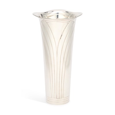 Lot 244 - AN ART DECO STYLE ITALIAN SILVER VASE