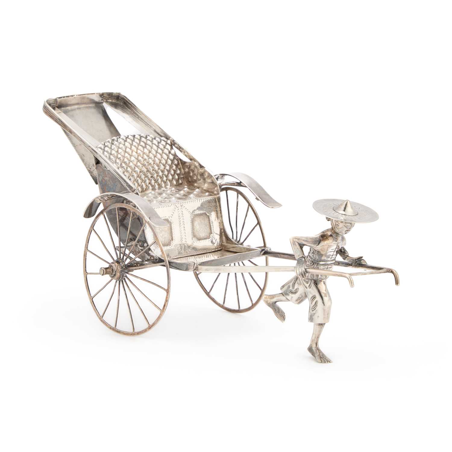 Lot A CHINESE SILVER MODEL OF A RICKSHAW