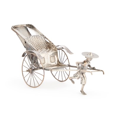 Lot A CHINESE SILVER MODEL OF A RICKSHAW