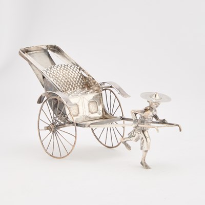 Lot A CHINESE SILVER MODEL OF A RICKSHAW