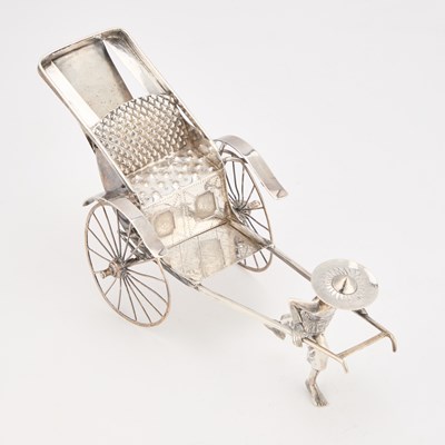Lot A CHINESE SILVER MODEL OF A RICKSHAW