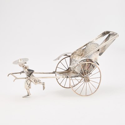 Lot A CHINESE SILVER MODEL OF A RICKSHAW