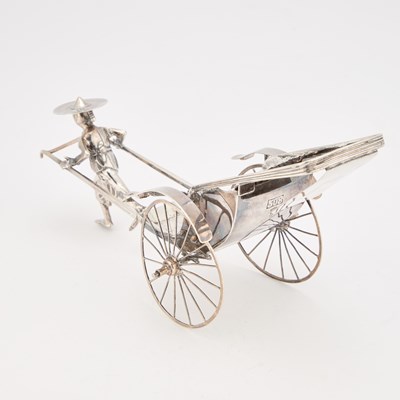 Lot A CHINESE SILVER MODEL OF A RICKSHAW