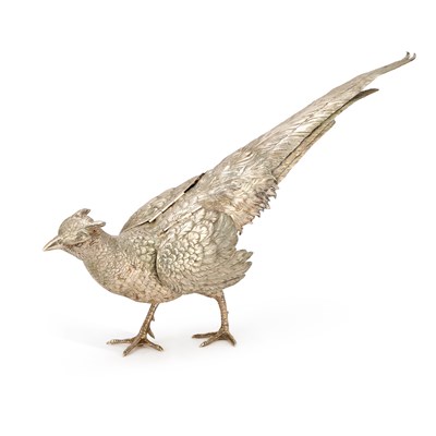 Lot 182 - A LARGE CONTINENTAL SILVER MODEL OF A PHEASANT