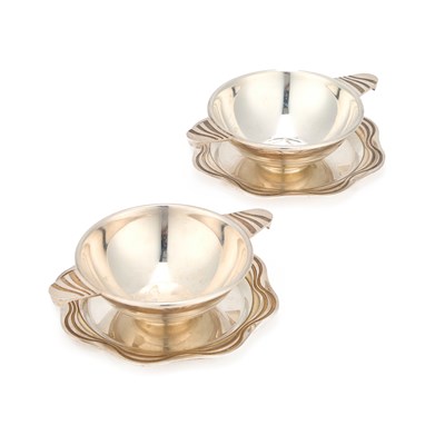 Lot 212 - A PAIR OF ELIZABETH II SILVER TWO-HANDLED BOWLS ON STANDS