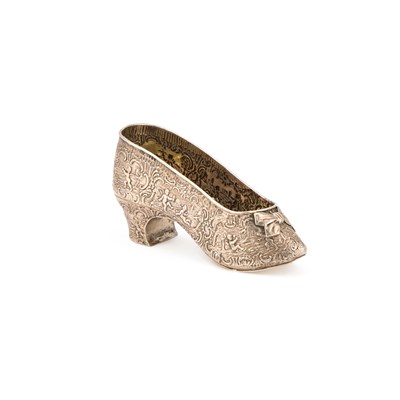 Lot 178 - A LATE 19TH CENTURY GERMAN SILVER MODEL OF A SHOE